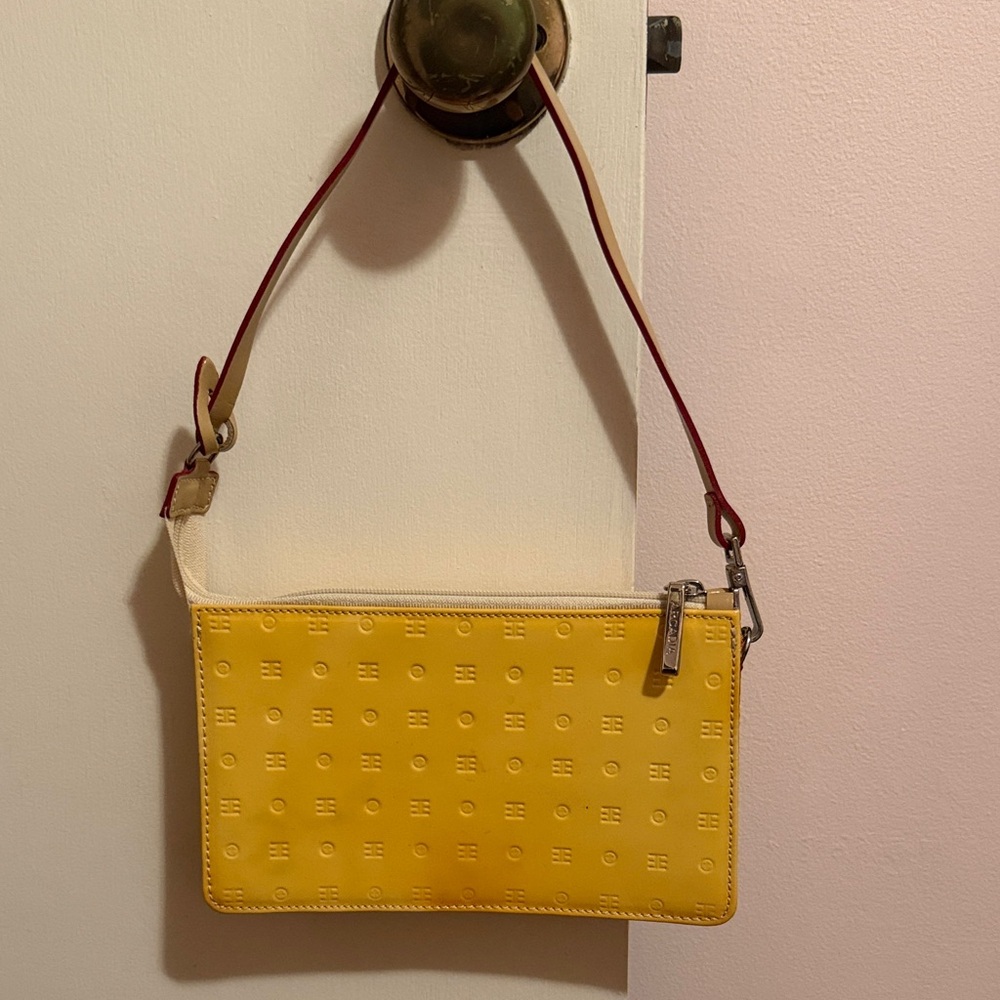 Arcadia Italian Leather Yellow Embossed Shoulder Handbag
